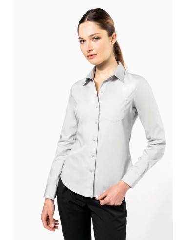 K-KA542-LADIES' LONG-SLEEVED COTTON POPLIN SHIRT